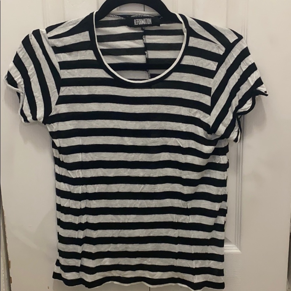 Reformation, size Small Black/White stripe t-shirt